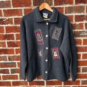 Art Unlimited Fleece Winter Scene Jacket Size XL